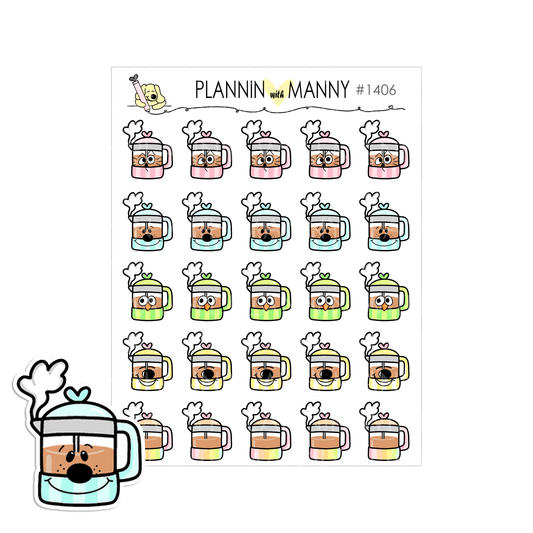 1406 Perky Pots French Press Coffee Planner Stickers