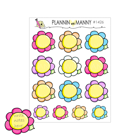 1426 Flower Write In Planner Stickers