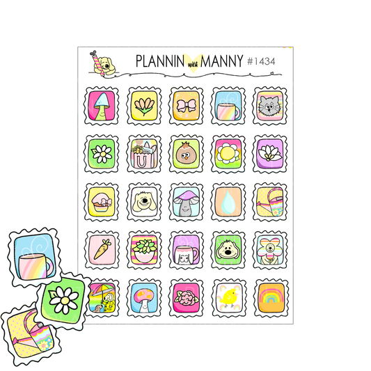 1434 Spring Doodle Stamp Planner Stickers