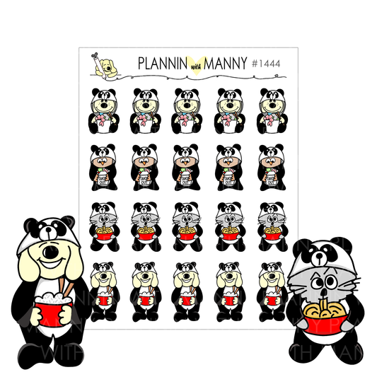 1444 Yummy Panda Character Planner Stickers