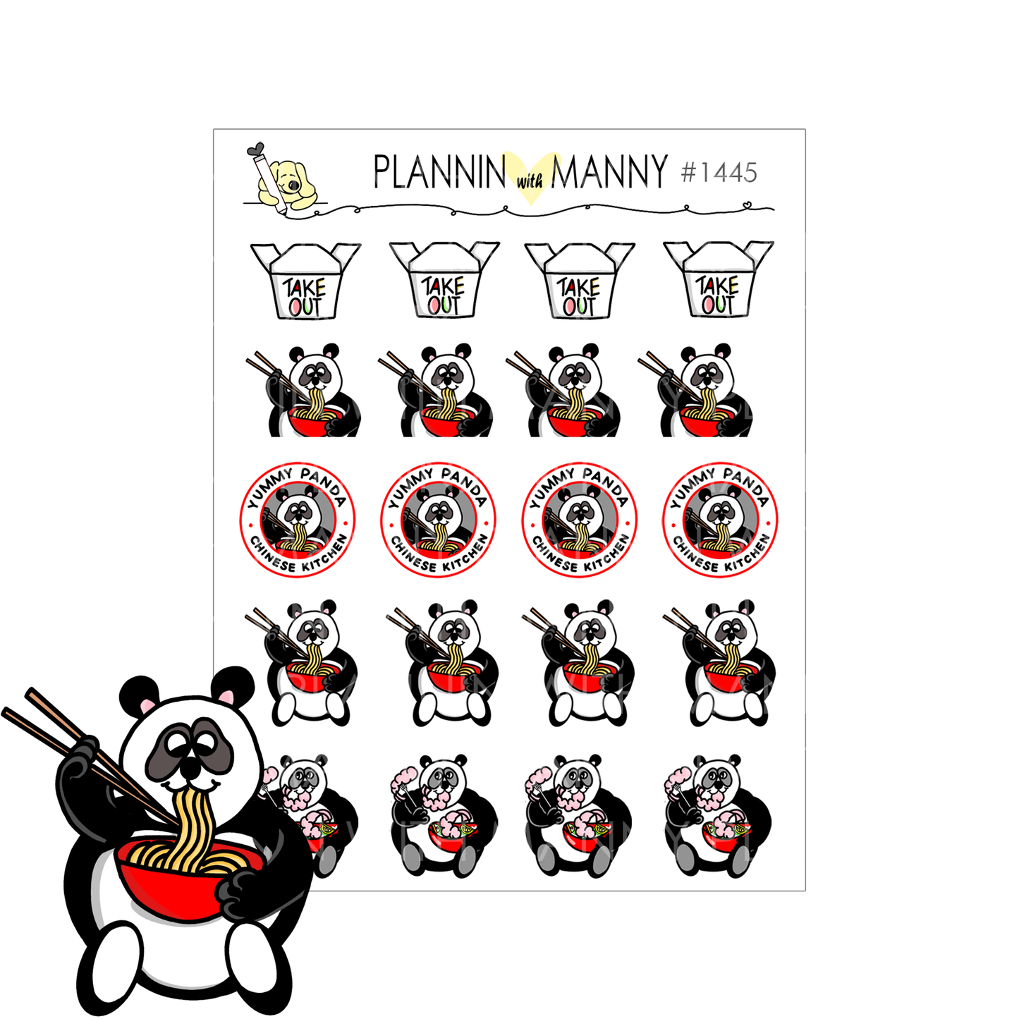 1445 Yummy Panda Planner Stickers