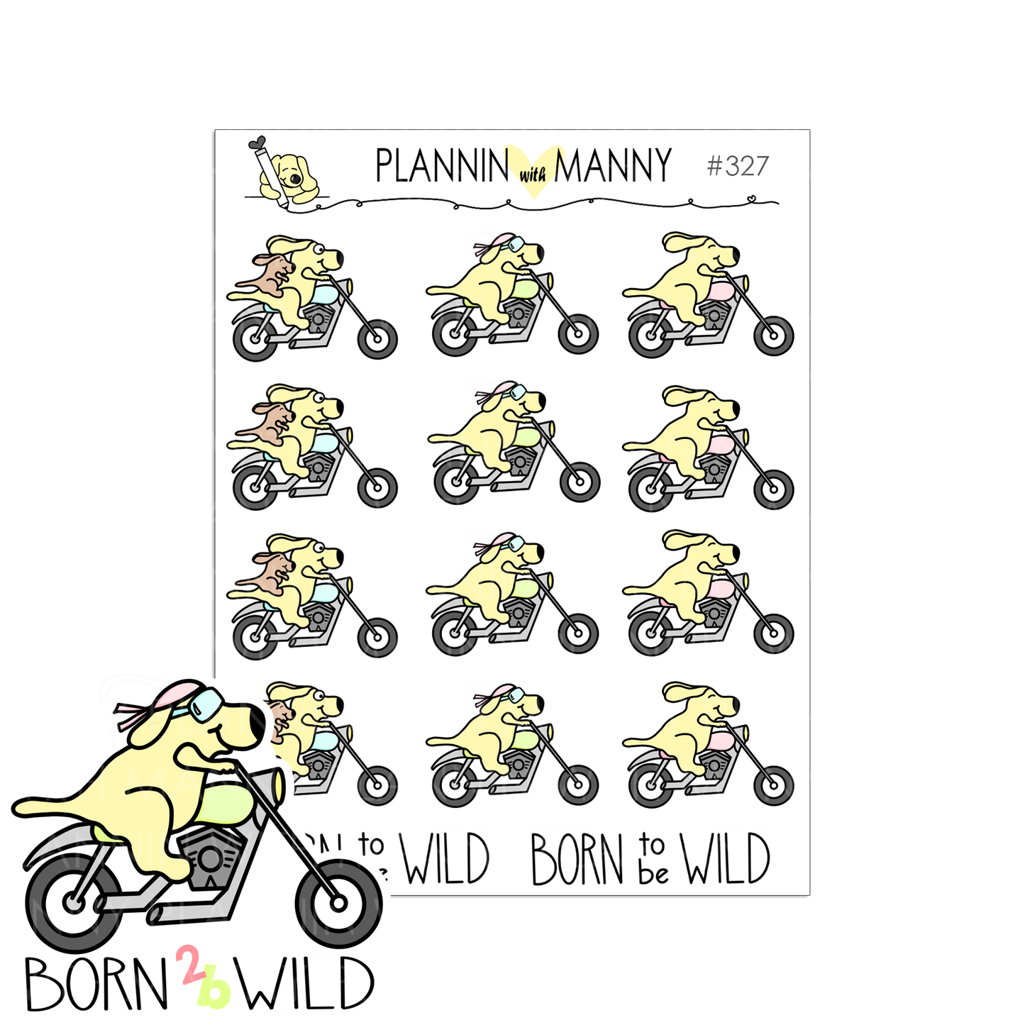 327 MOTORCYCLE Manny Planner Stickers