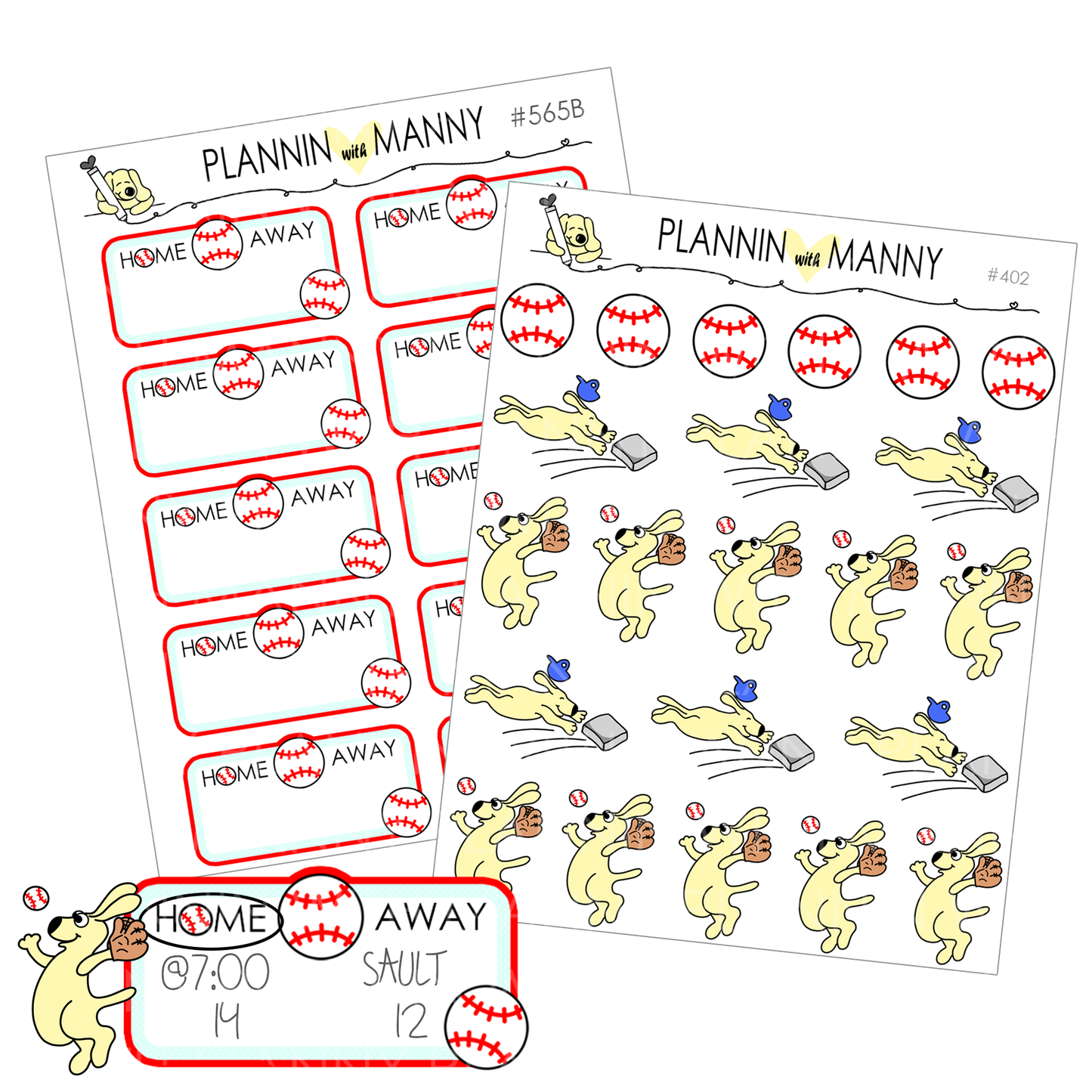 402 & 565B Baseball/Softball Planner Stickers