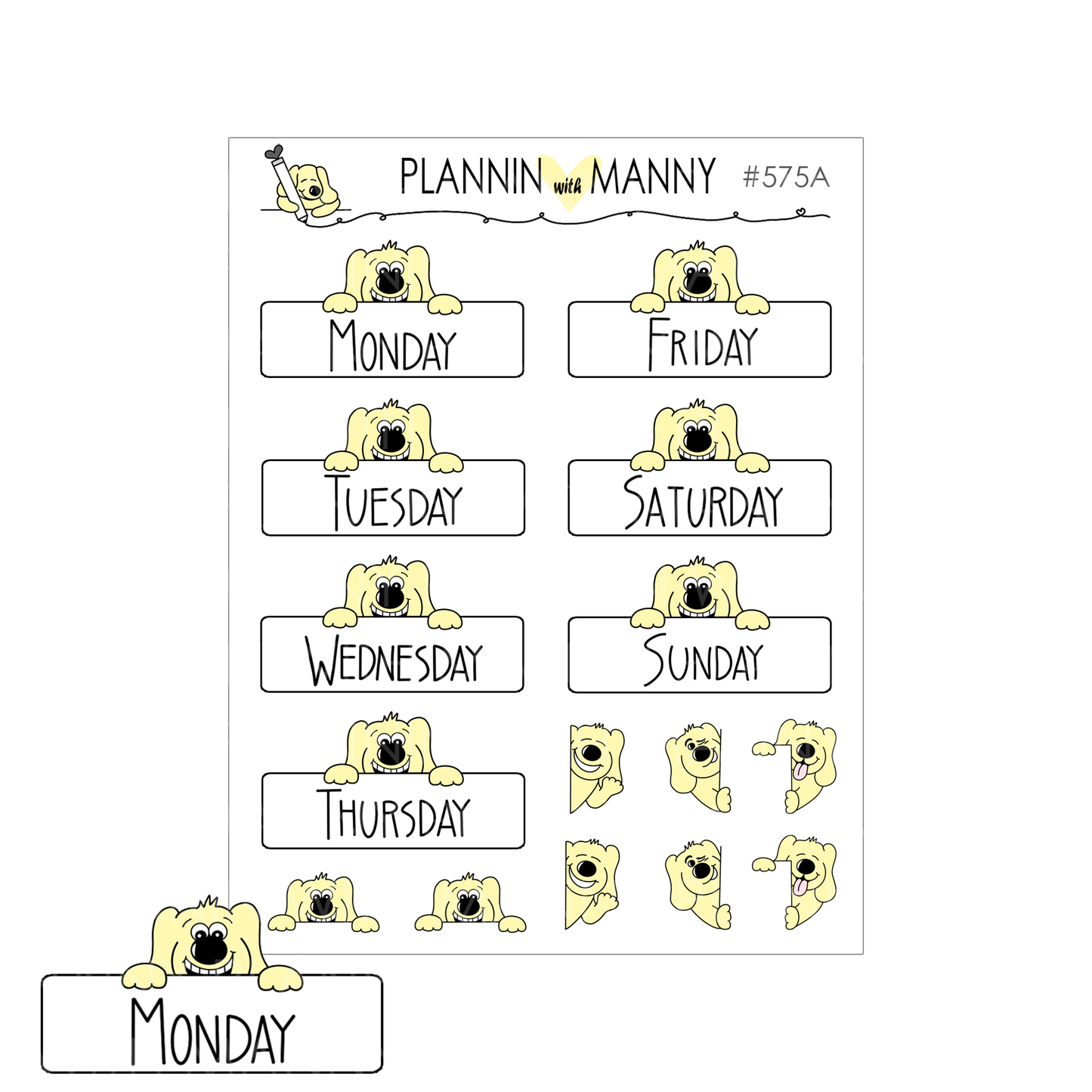 575 Manny Date Cover Planner Stickers