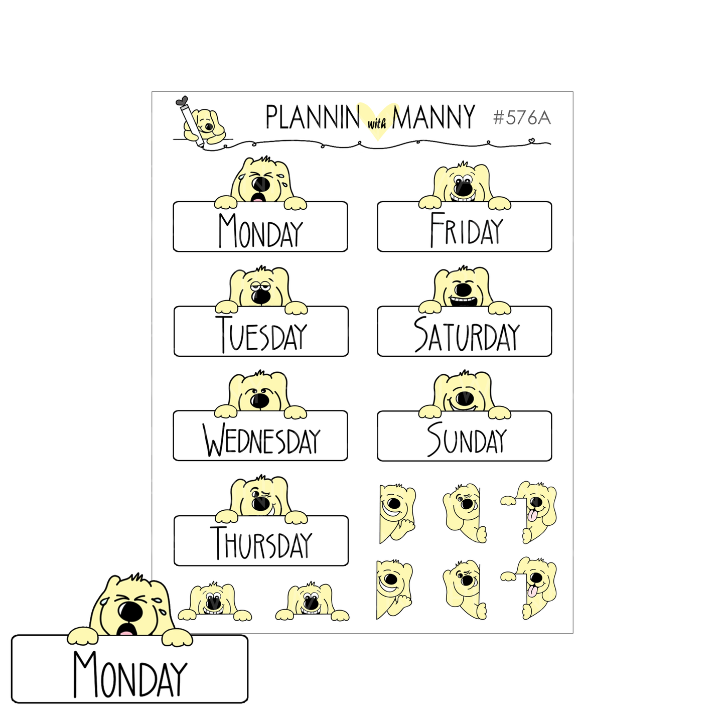 576 Moody Manny Date Cover Planner Stickers