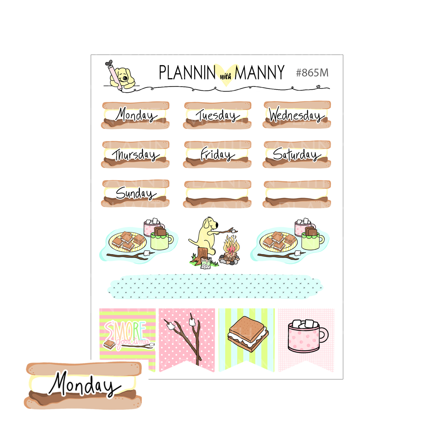 865M Smore Mini Date Cover Planner Stickers