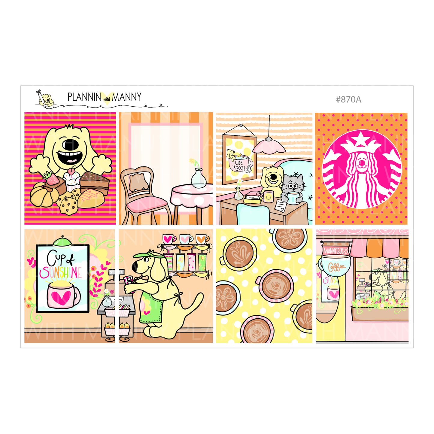 870 VERTCIAL Weekly Planner Stickers -Summertime Mannybucks Collection