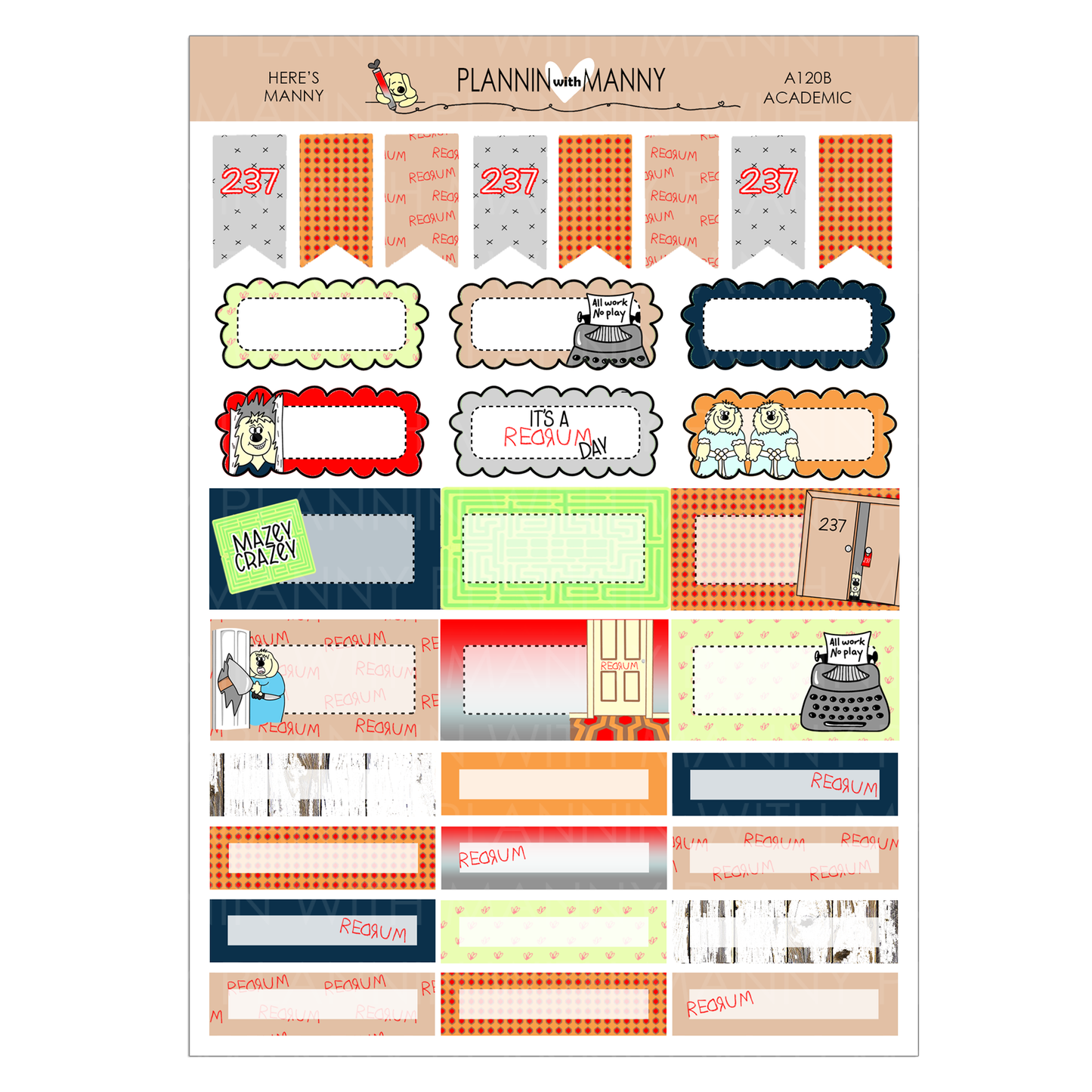 A120 TPC ACADEMIC 5&7 DAY Weekly Planner Kit - Here's Manny Collection