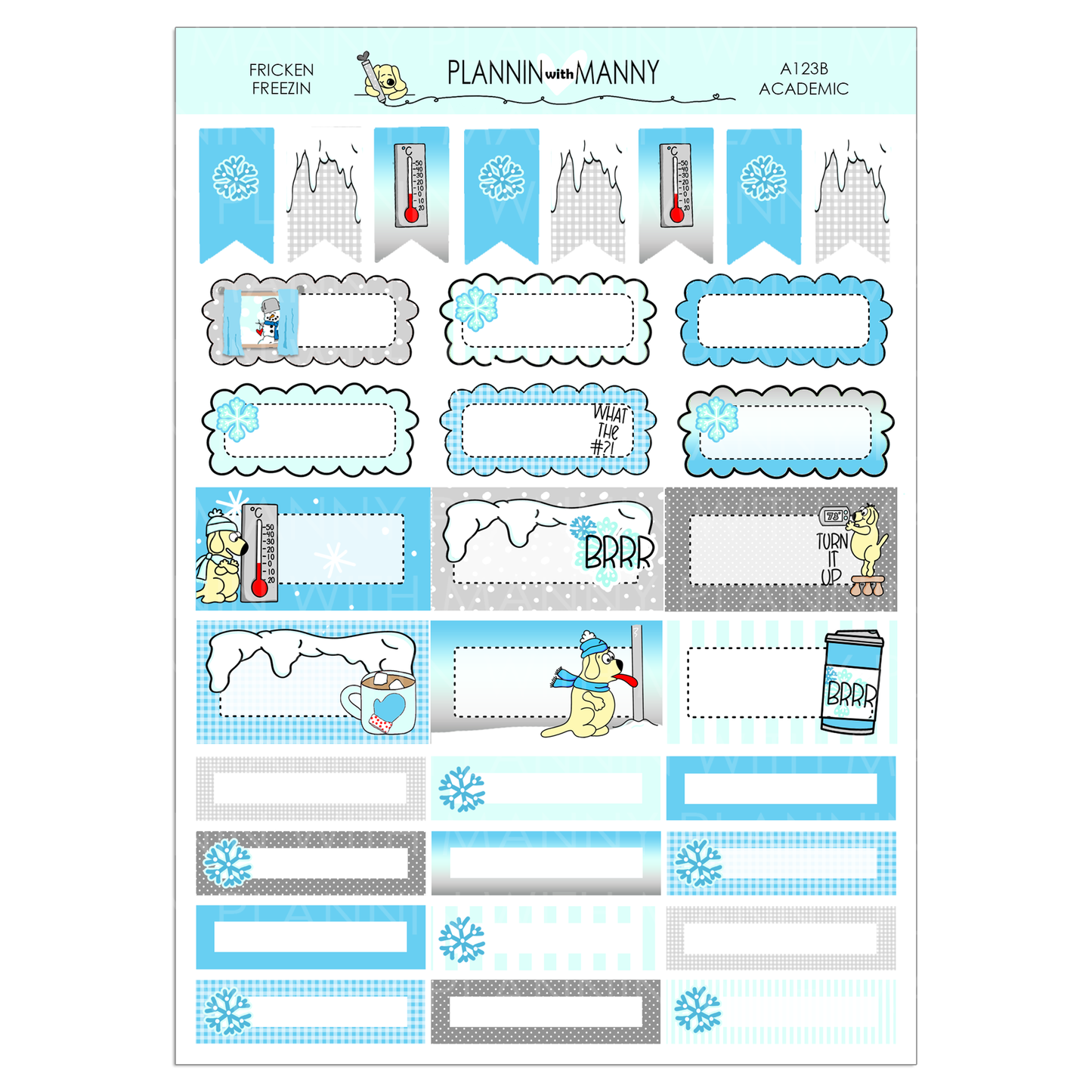 A123 TPC ACADEMIC 5 & 7 Day Weekly Planner Kit - Fricken Freezin Collection