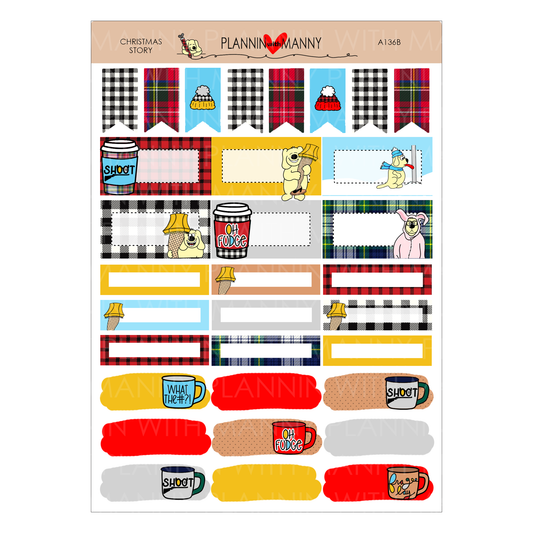 A136B Christmas Story 1.5" Wide Planner Stickers