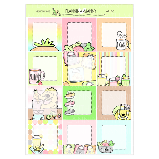 A913C Healthy Me 1.5" Square Planner Stickers