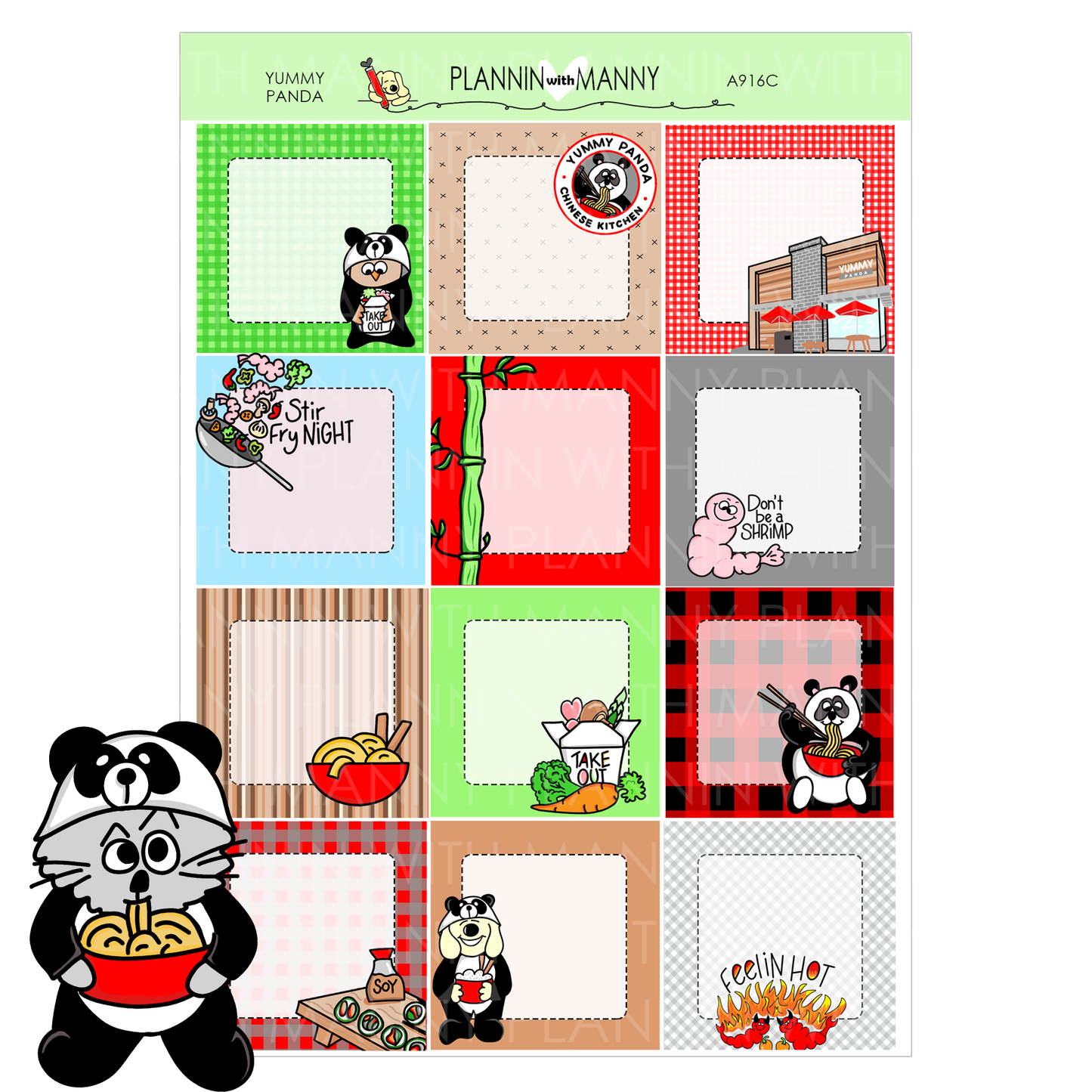 A916 ACADEMIC 5 & 7 Day Weekly Planner Kit and Hybrid Planner - Yummy Panda Collection