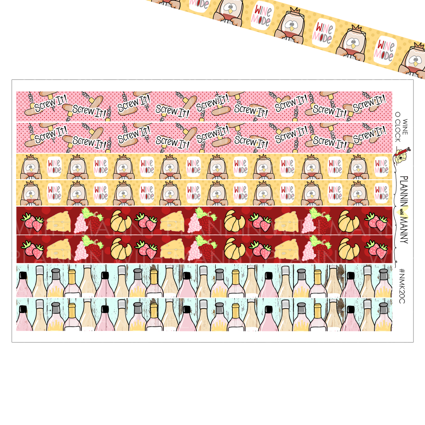 NMK20C- Wine O Clock Washi Sticker Sheet