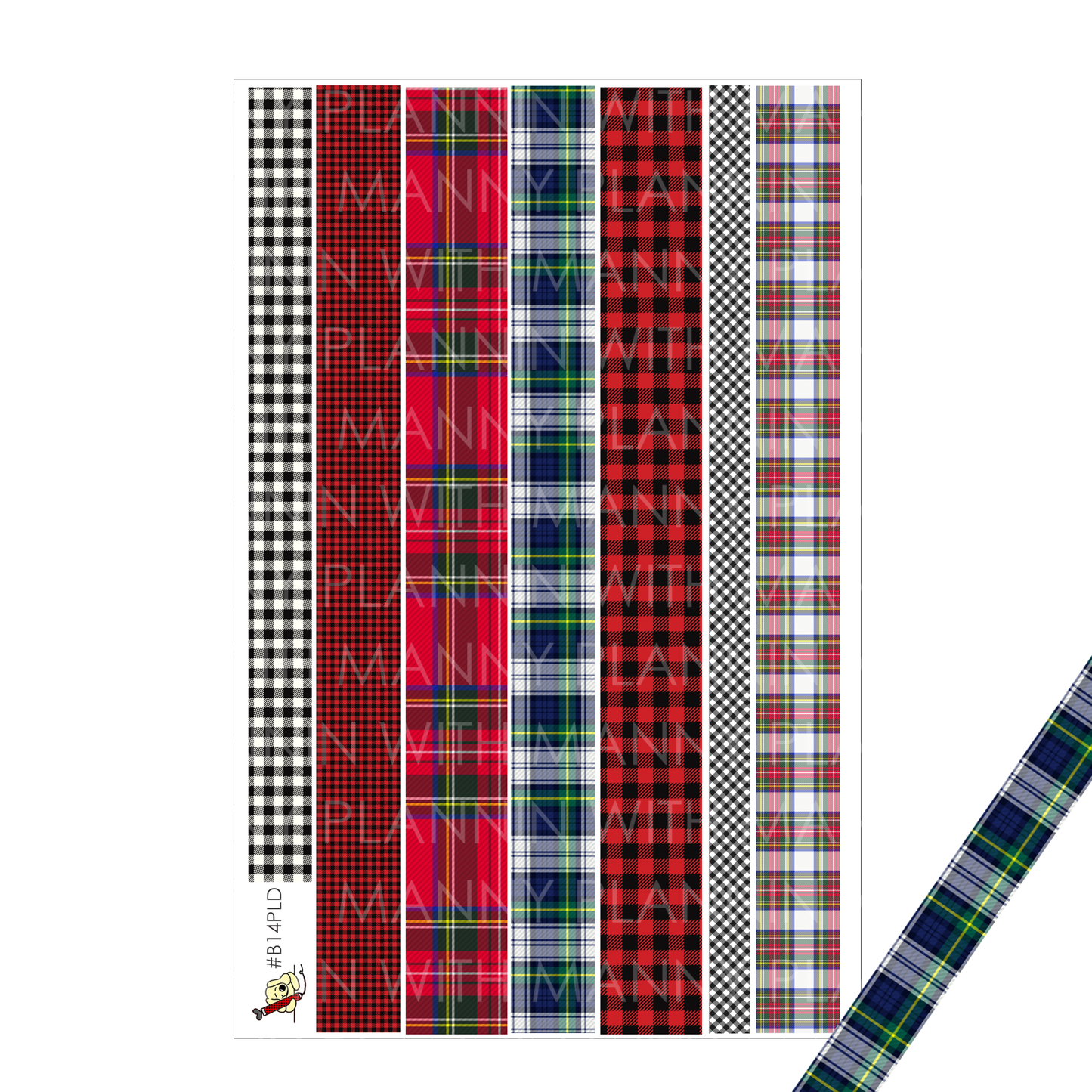 B14PLD Plaid Washi Planner Stickers