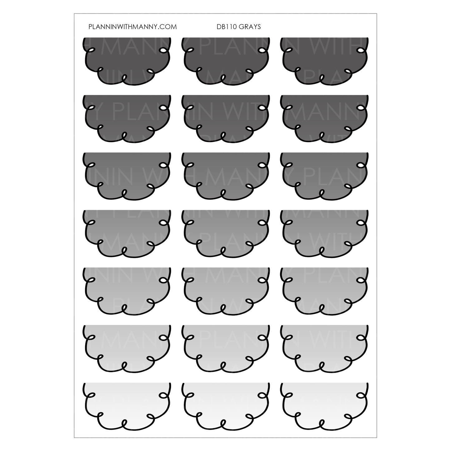 DB110 Doodle 1.5" Half Circle Planner Stickers