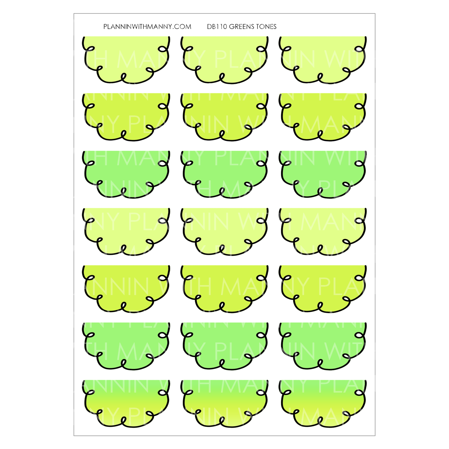 DB110 Doodle 1.5" Half Circle Planner Stickers