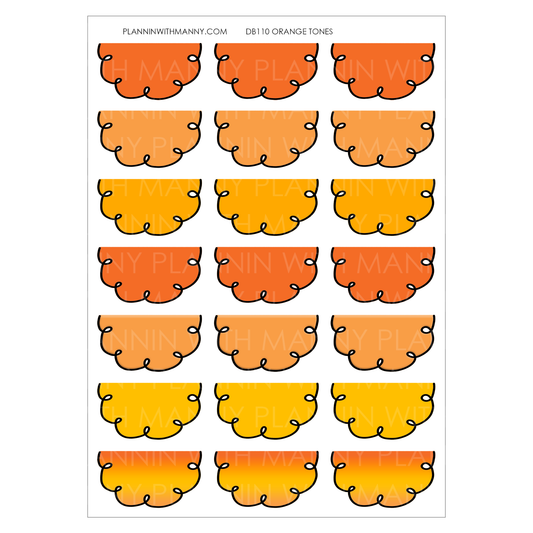 DB110 ORANGES 1.5" Doodle Half Circle Planner Stickers