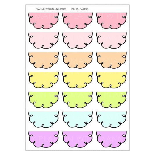 DB110 PASTEL Doodle Half Circle Planner Stickers