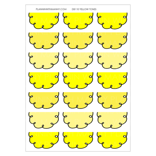 DB110 YELLOWS 1.5" Doodle Half Circle Planner Stickers