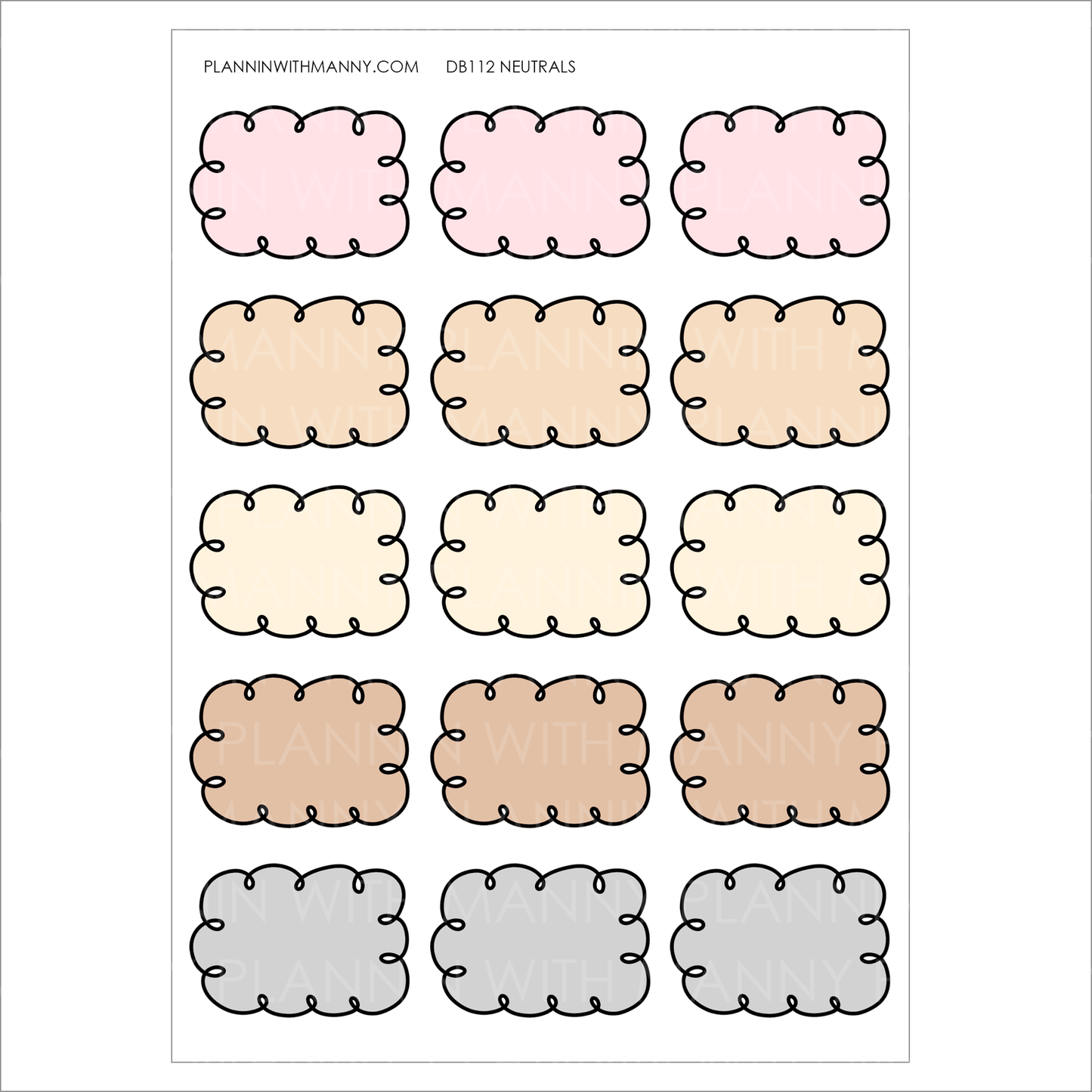 DB112 Doodle 1.5" Half Box Mixed Sheet Planner Stickers