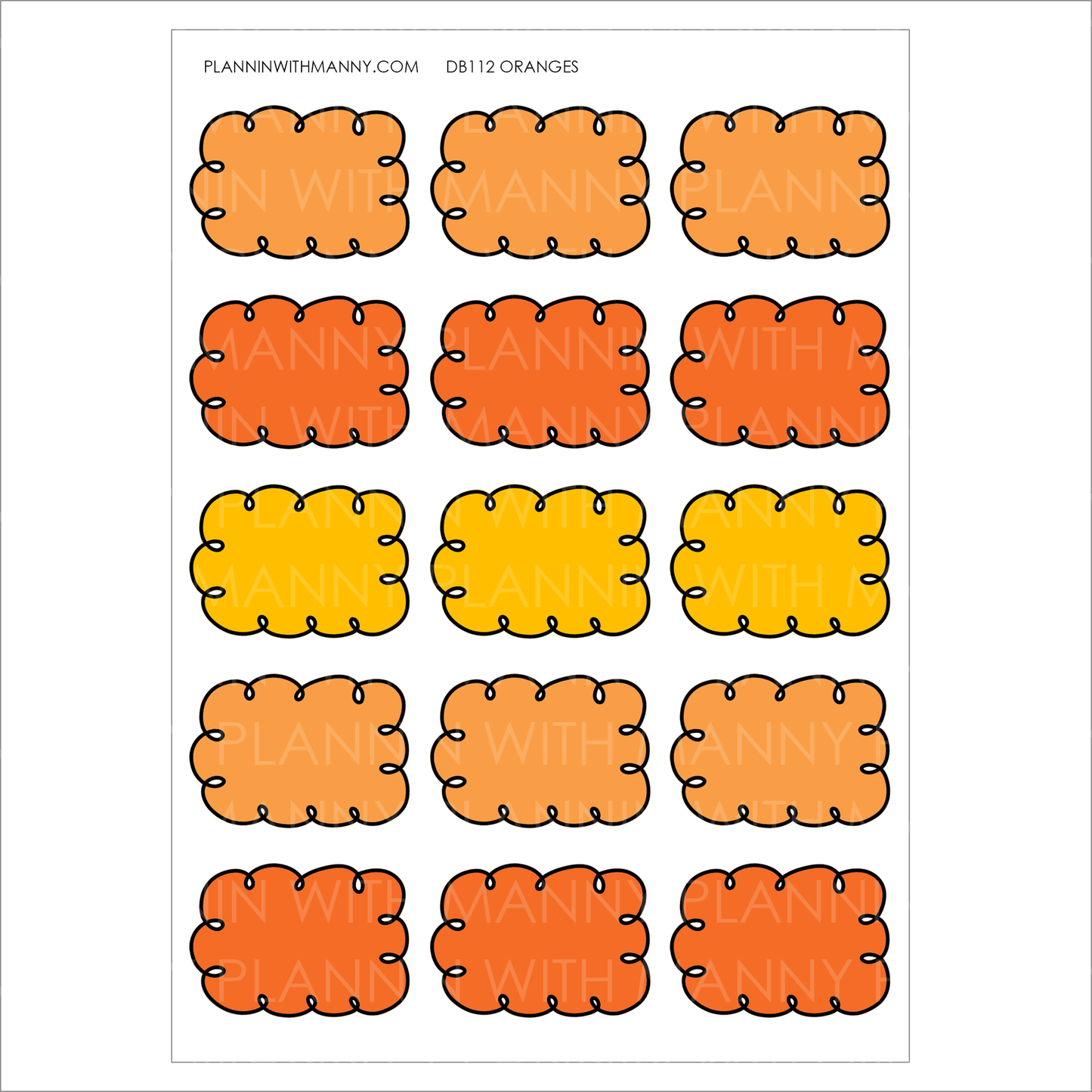 DB112 ORANGES 1.5" Doodle Half Box Planner Stickers