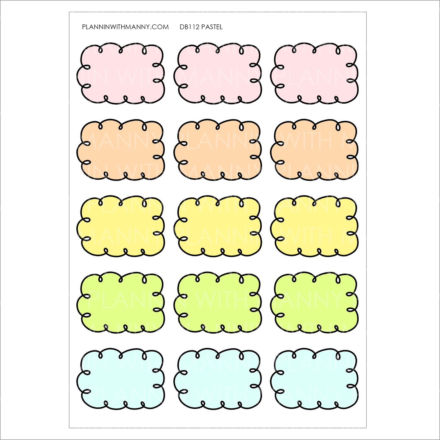 DB112 Doodle 1.5" Half Box Mixed Sheet Planner Stickers