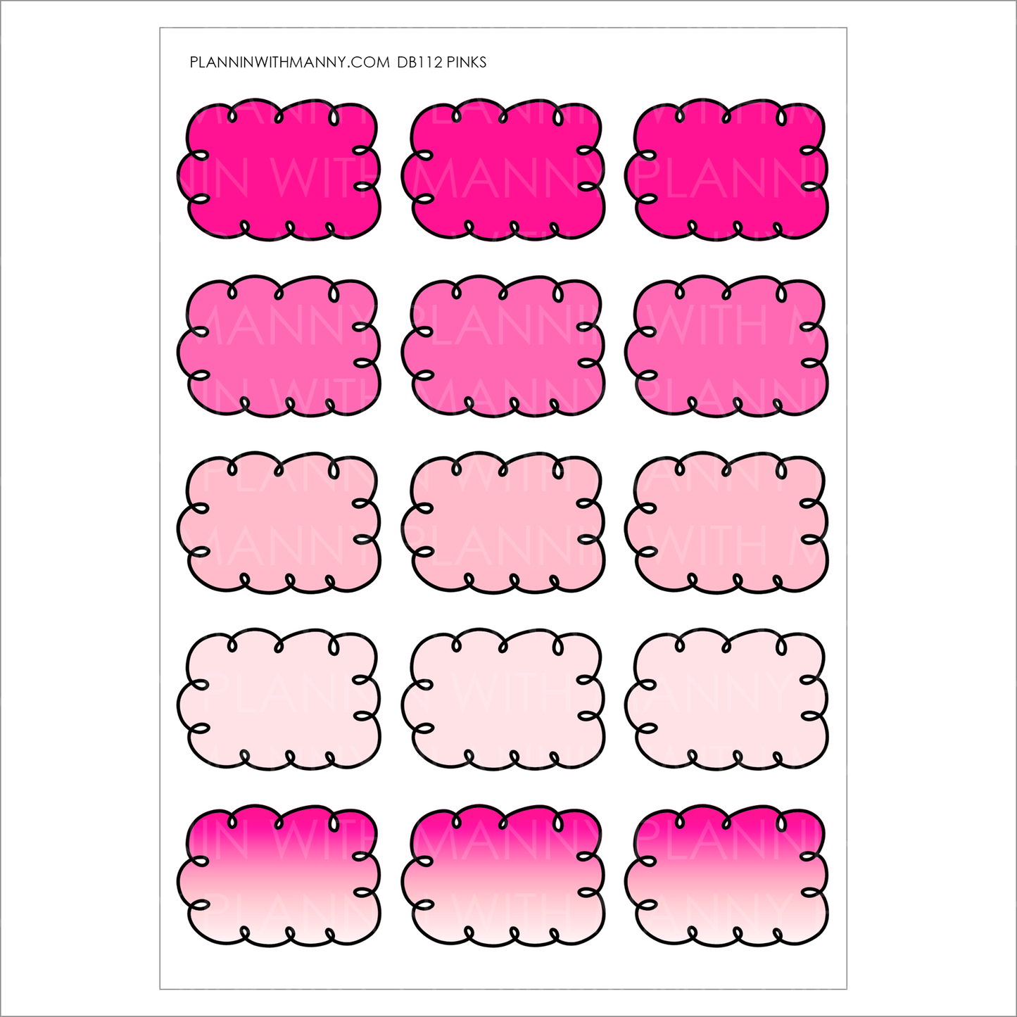 DB112 1.5" Doodle Half Box Planner Stickers