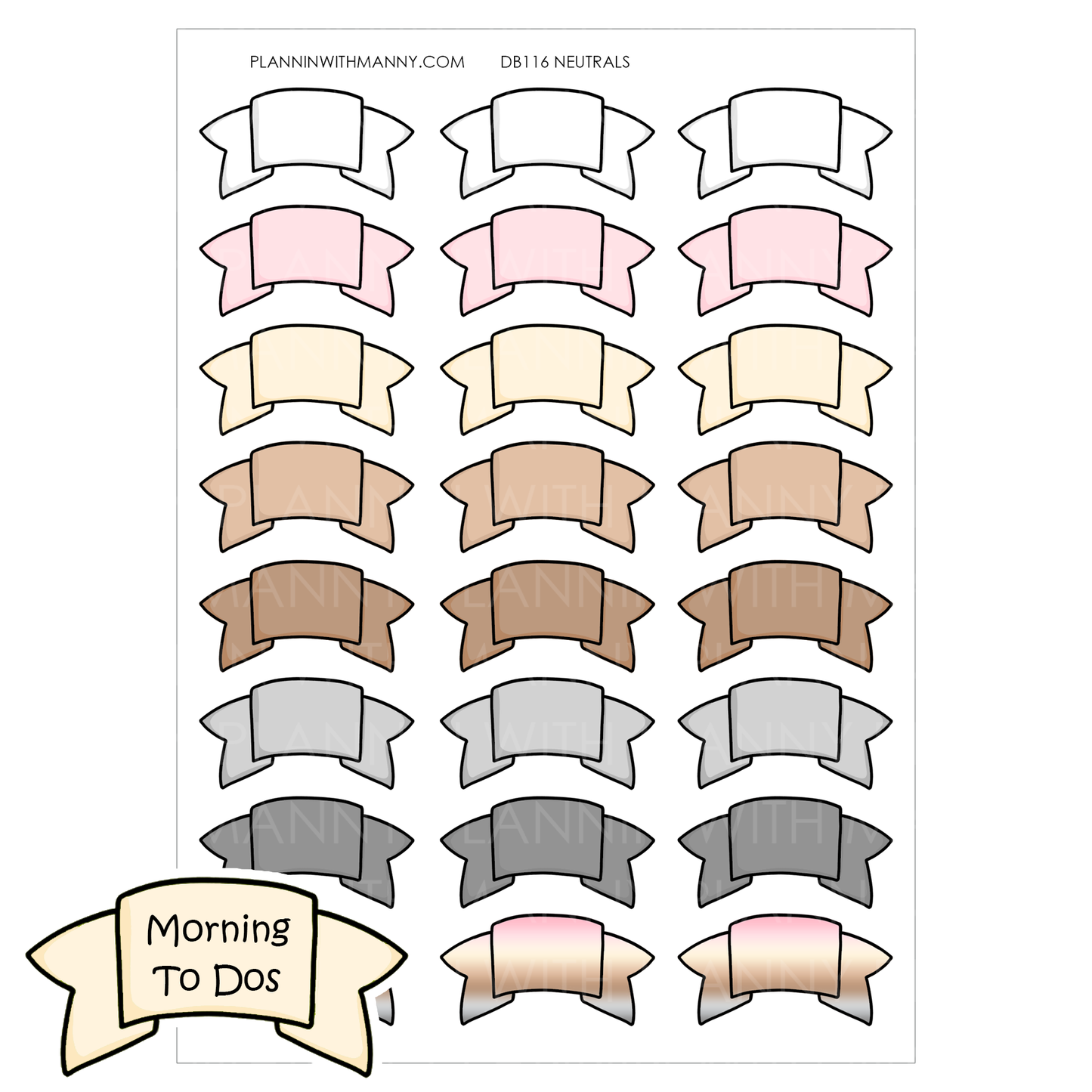 DB116 NEUTRAL 1.5" Banner Planner Stickers