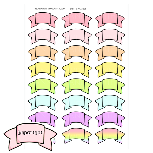 DB116 PASTEL 1.5" Banner Planner Stickers