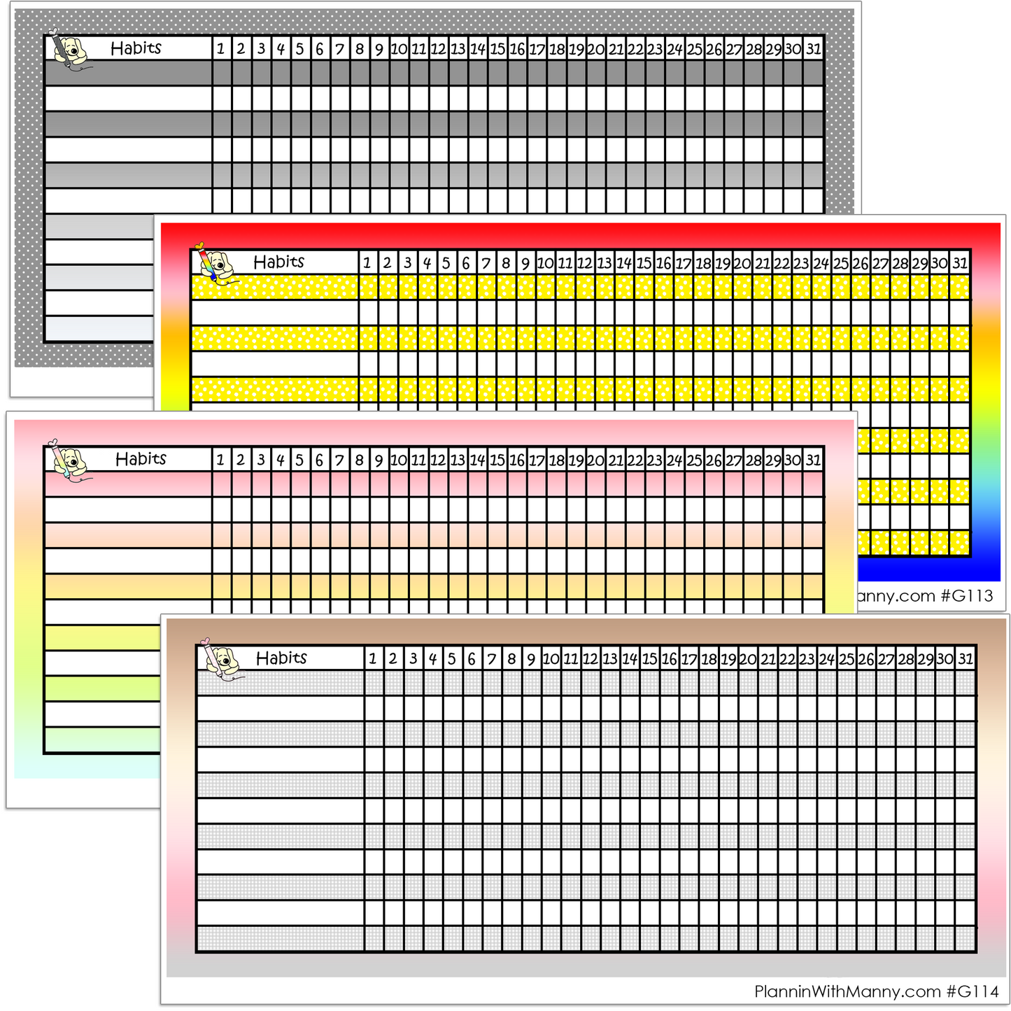 G111-G114 Habit Tracker Sticker