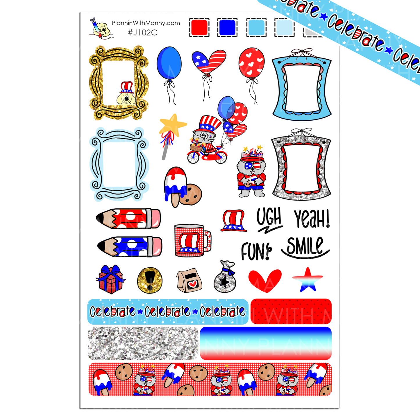 J102 Patriotic Party Journal Stickers - Patriotic Party Collection