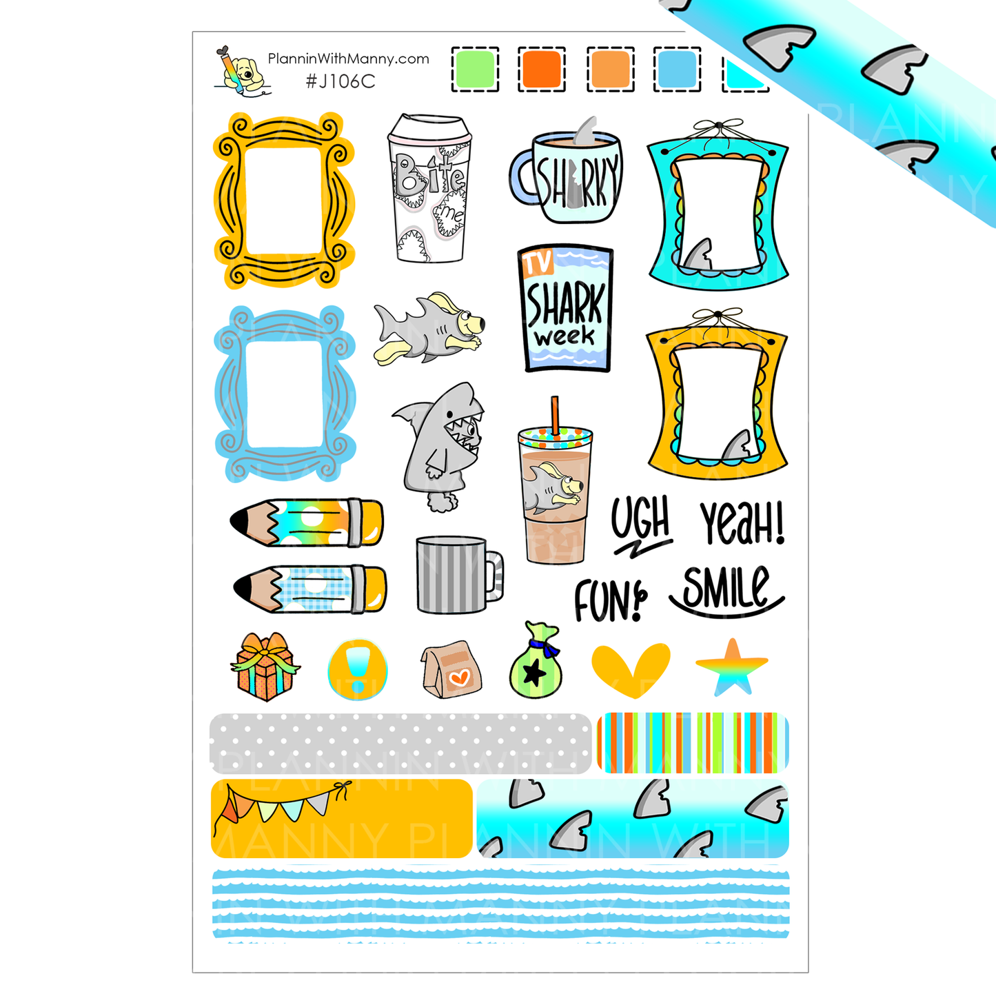 J106 Feelin Sharky Journaling Planner Stickers