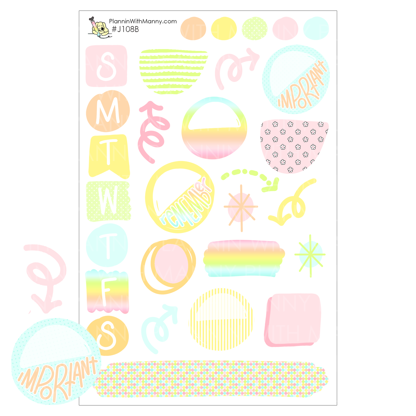 J108 Pastel Journaling Planner Stickers