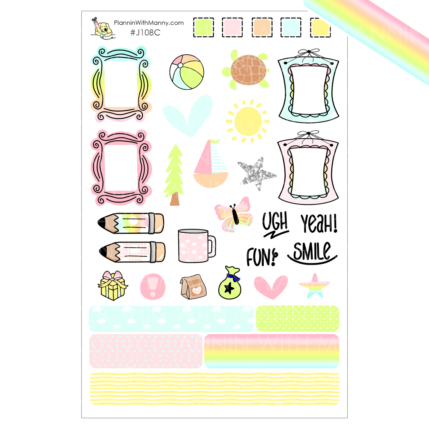 J108 Pastel Journaling Planner Stickers