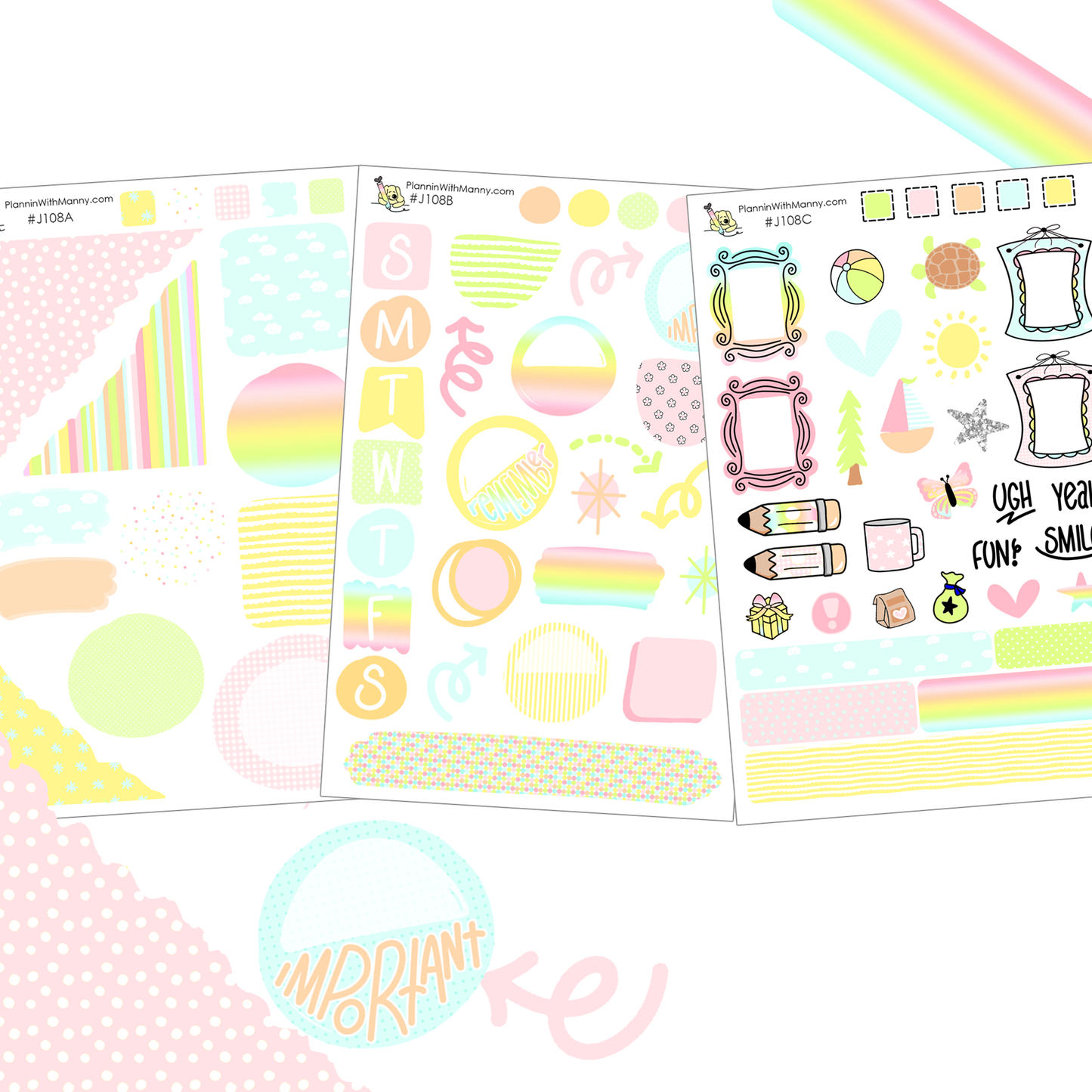 J108 Pastel Journaling Planner Stickers