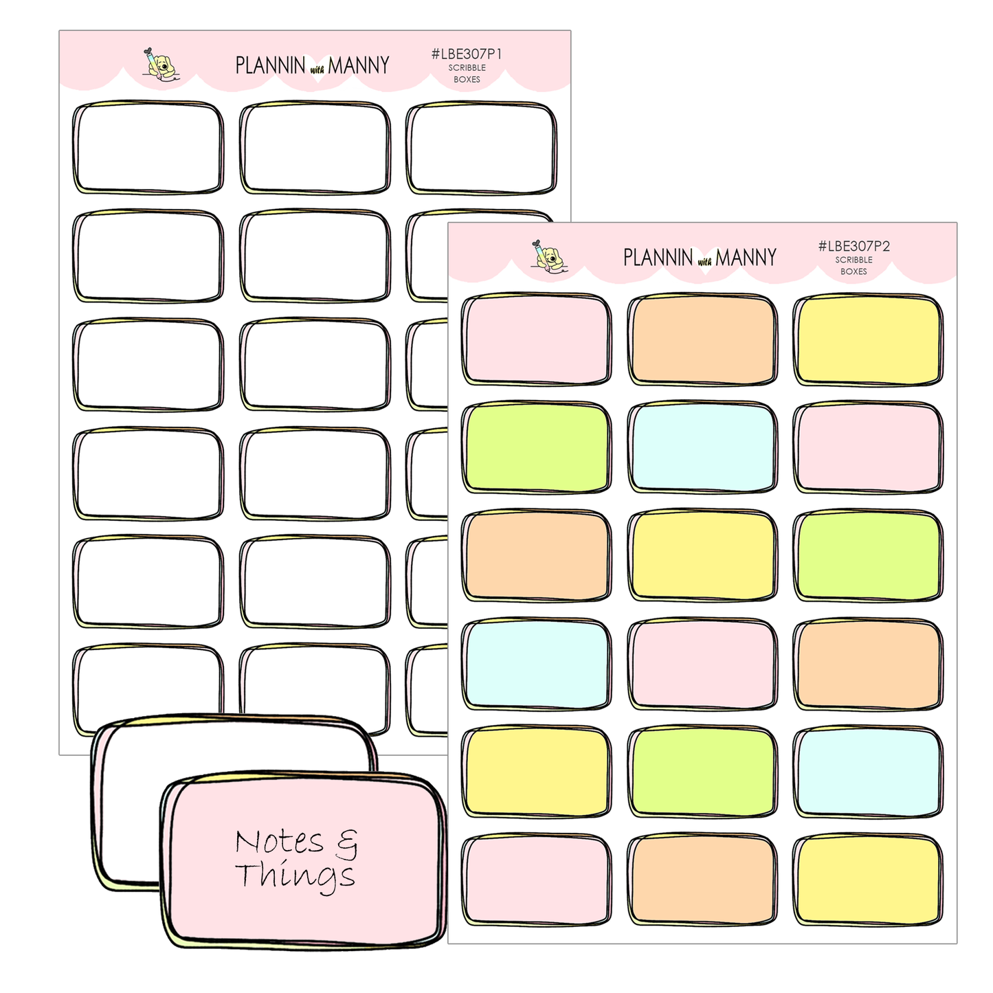 LBE307P1&P2 Scribble Boxes-Pastel Tones