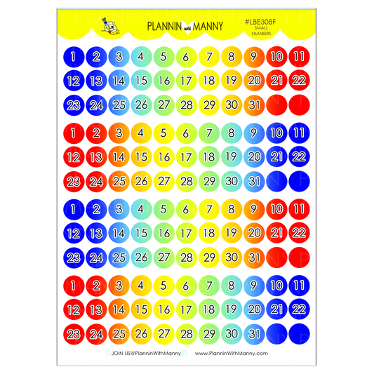 LBE308F-Small Numbers- Primary Gradient