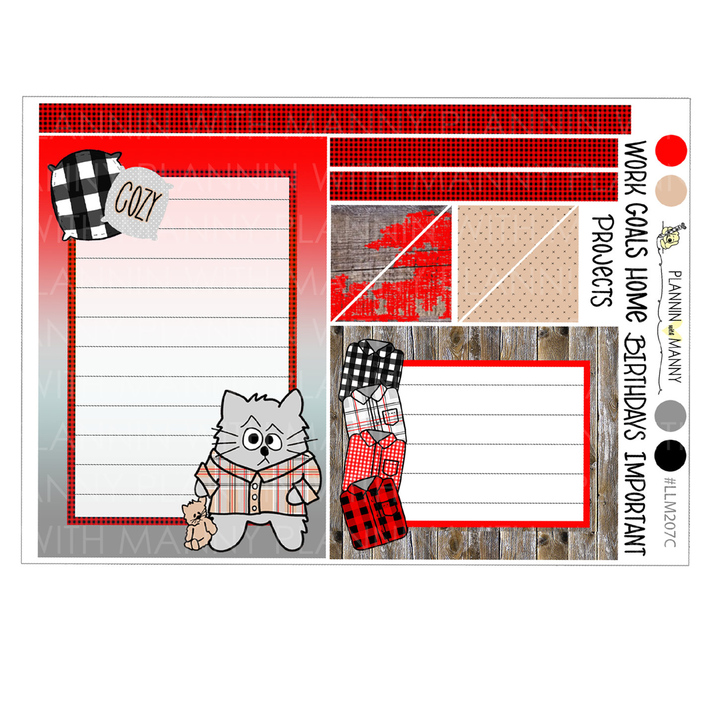 LLM207 MONTHLY PLANNER STICKERS - Glad in Plaid Collection