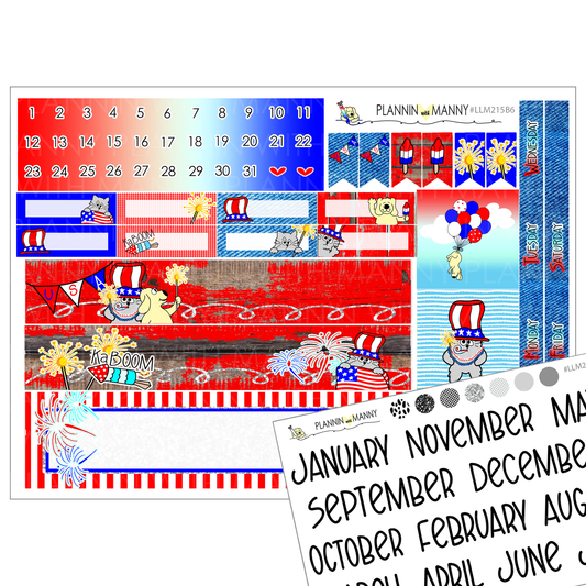 LLM215B6 Freedom Reigns B6 Monthly Planner Stickers