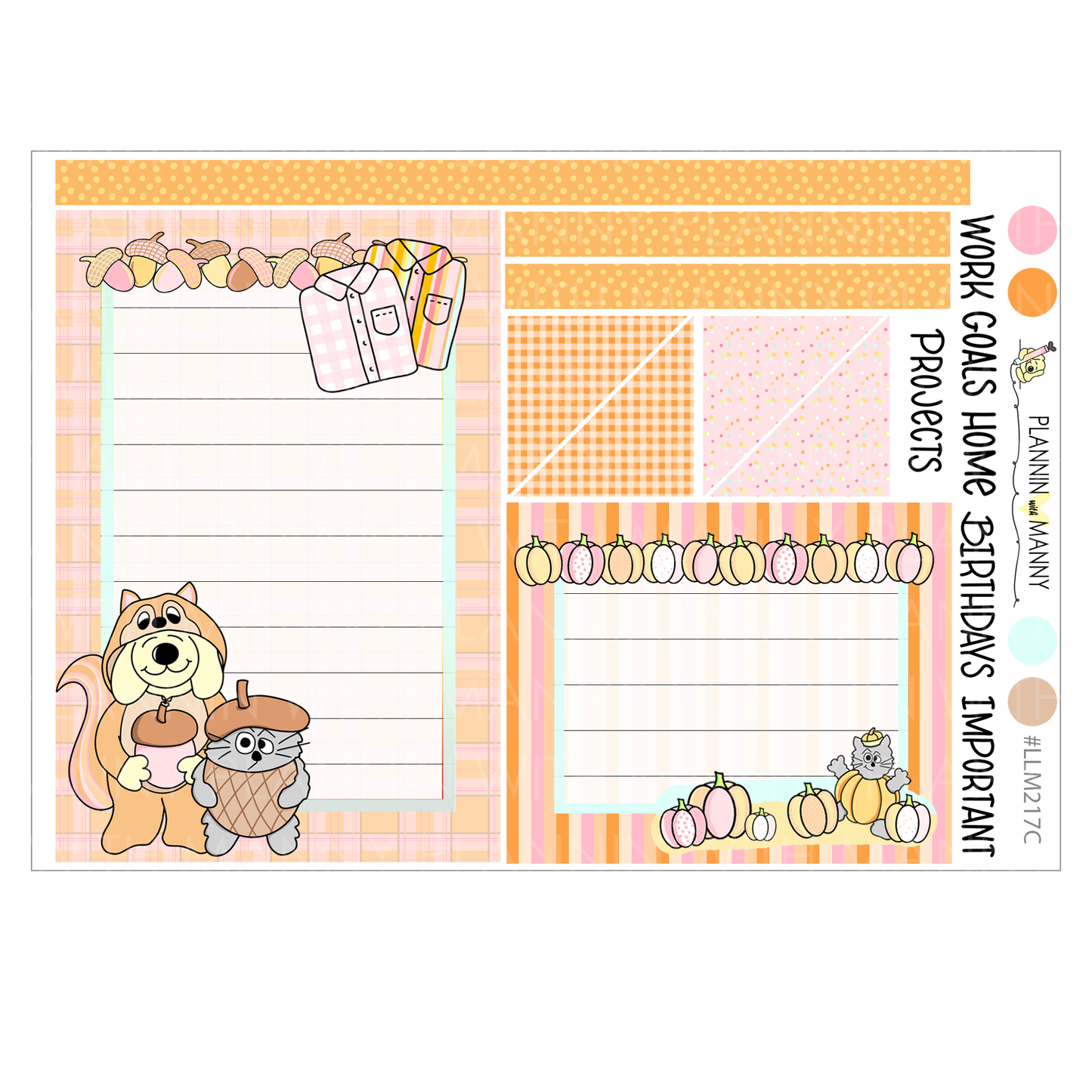 LLM217 MONTHLY 7x9  Planner Stickers - Nuts About Fall Collection