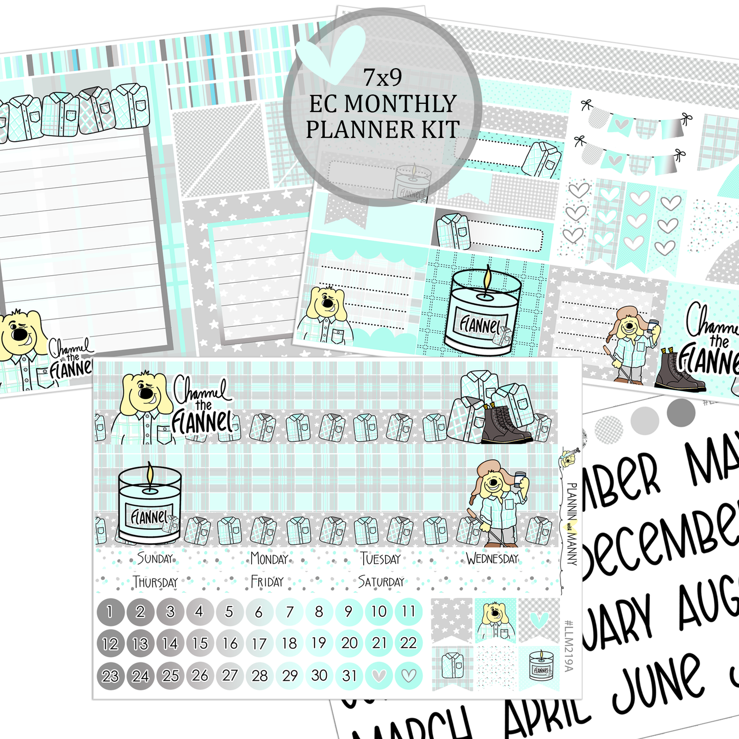 LLM219 MONTHLY PLANNER STICKERS - Flannel Up Collection