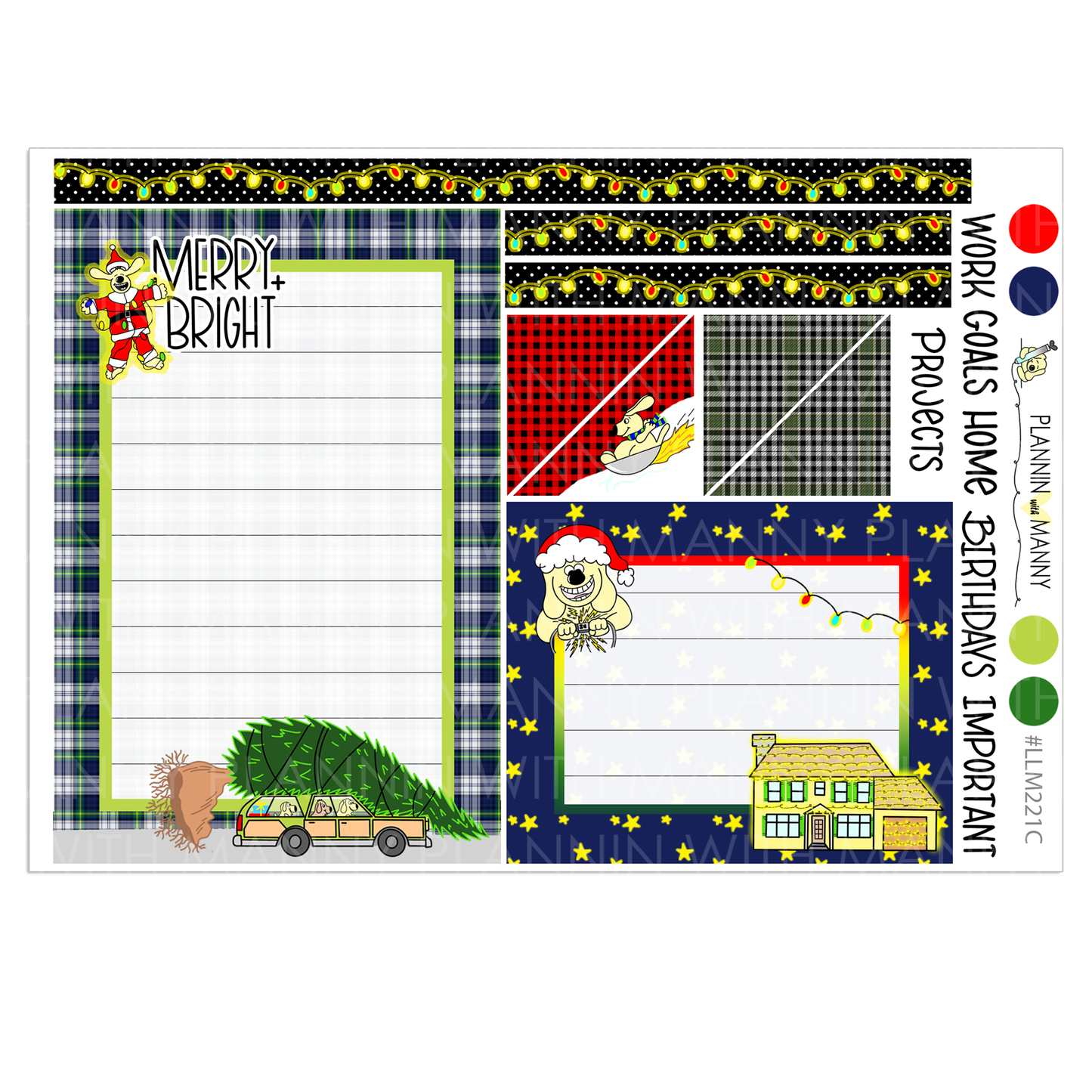 LLM221 MONTHLY PLANNER STICKERS - Manny's Christmas Vacation Collection