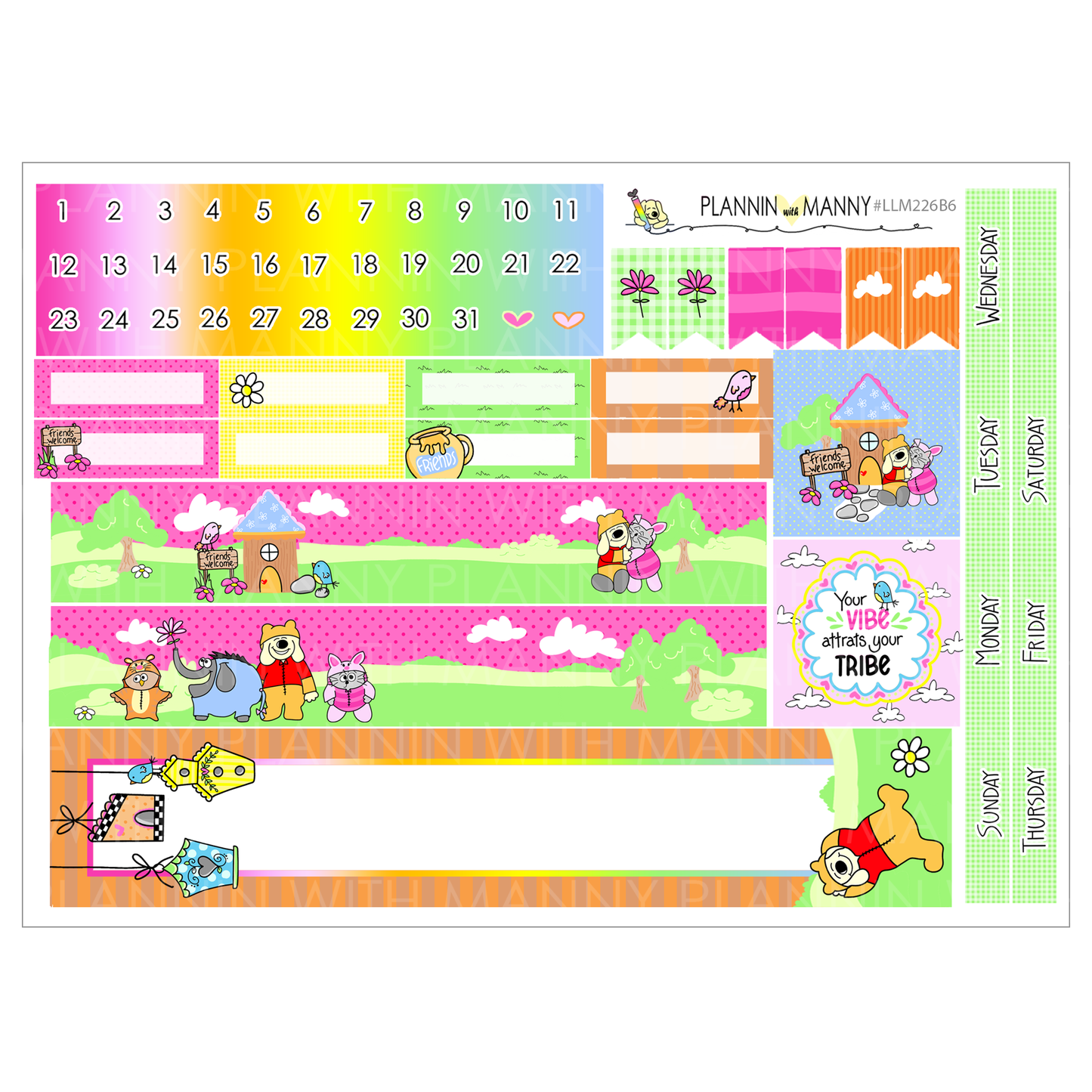 LLM226 B6 Monthly Planner Stickers- Friend Vibes Collection