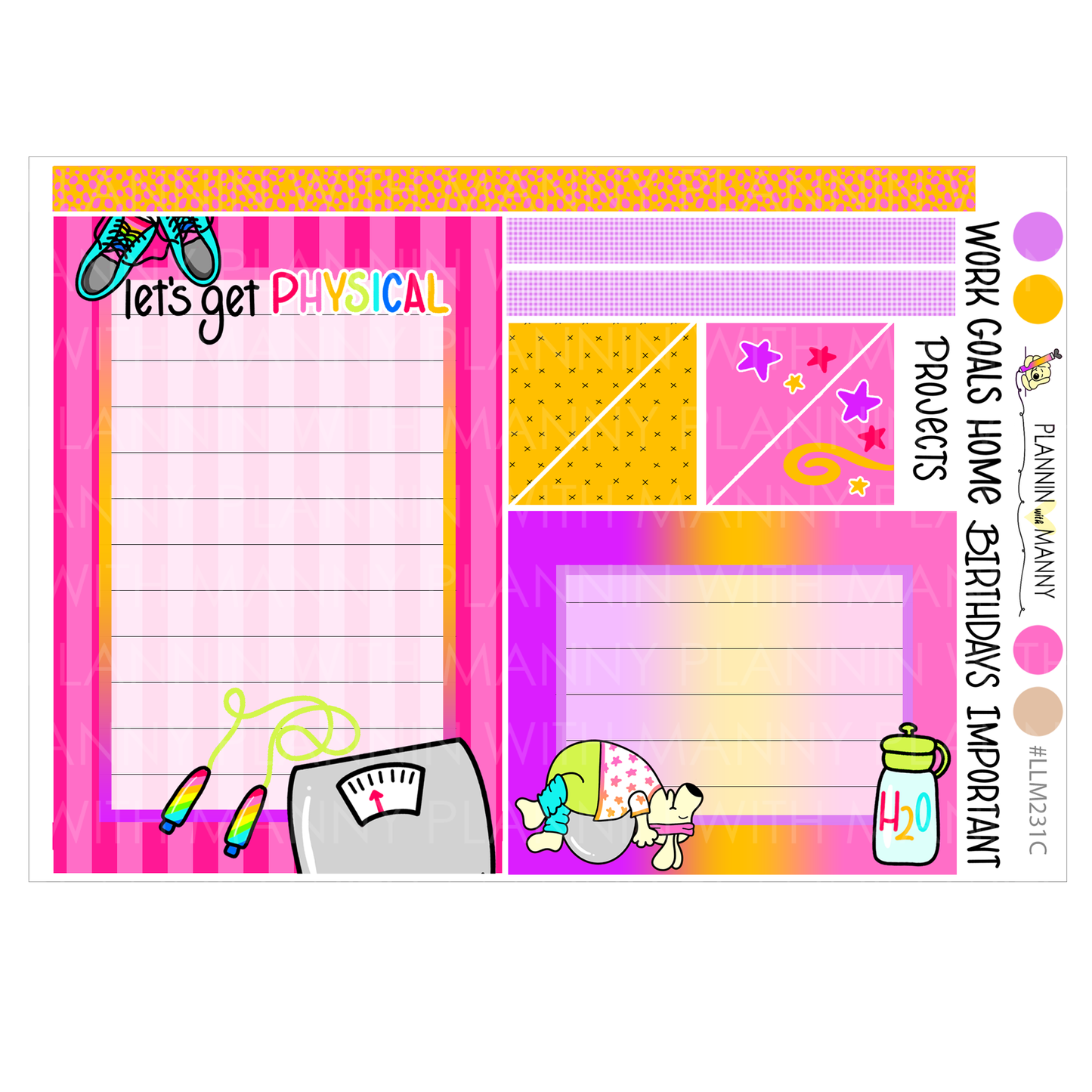 LLM231 MONTHLY PLANNER STICKERS - Let's Get Physical Collection