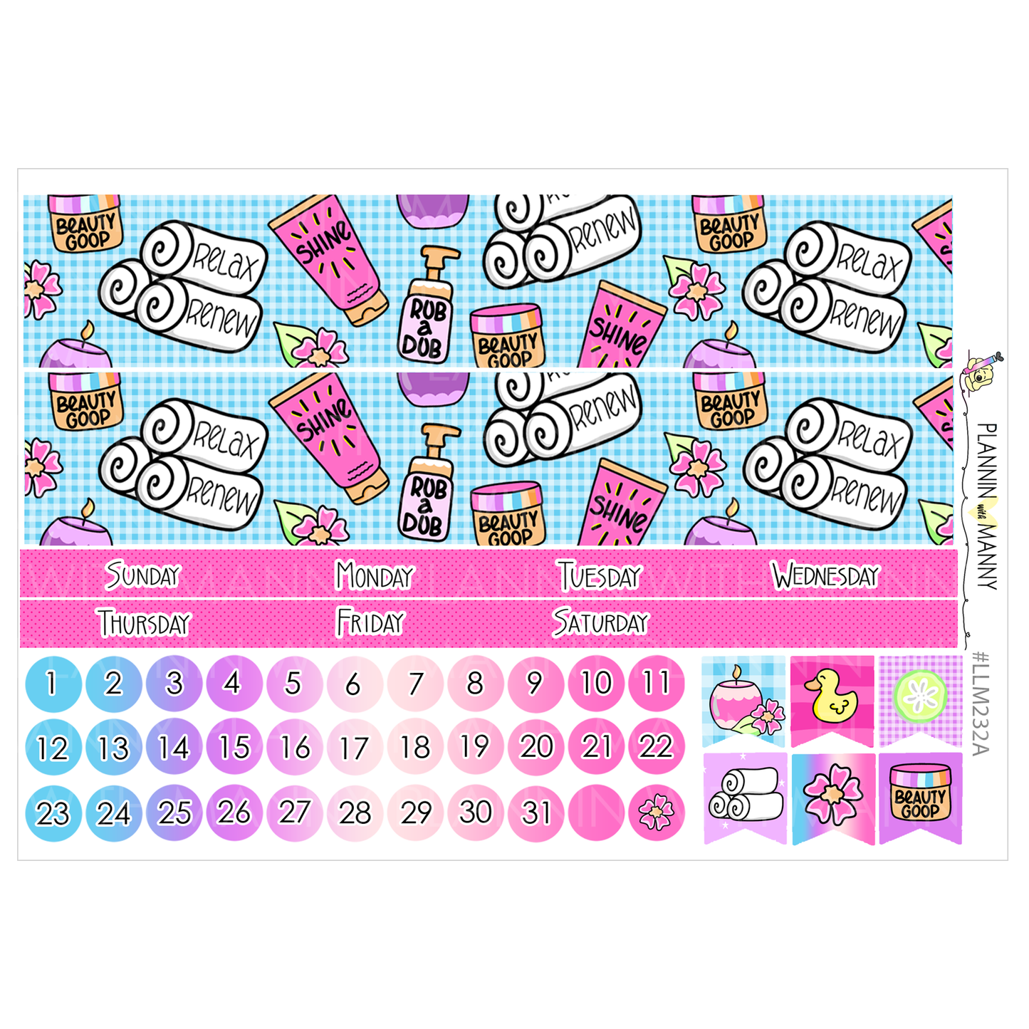 LLM232 MONTHLY PLANNER STICKERS -Spa Day Collection