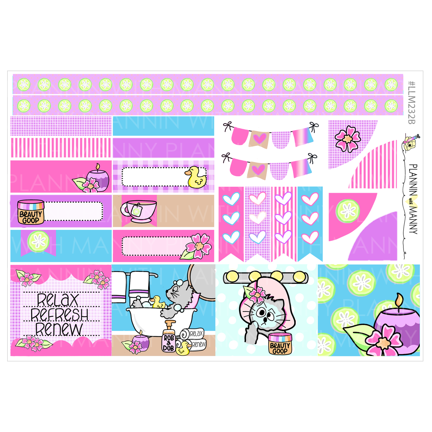 LLM232 MONTHLY PLANNER STICKERS -Spa Day Collection