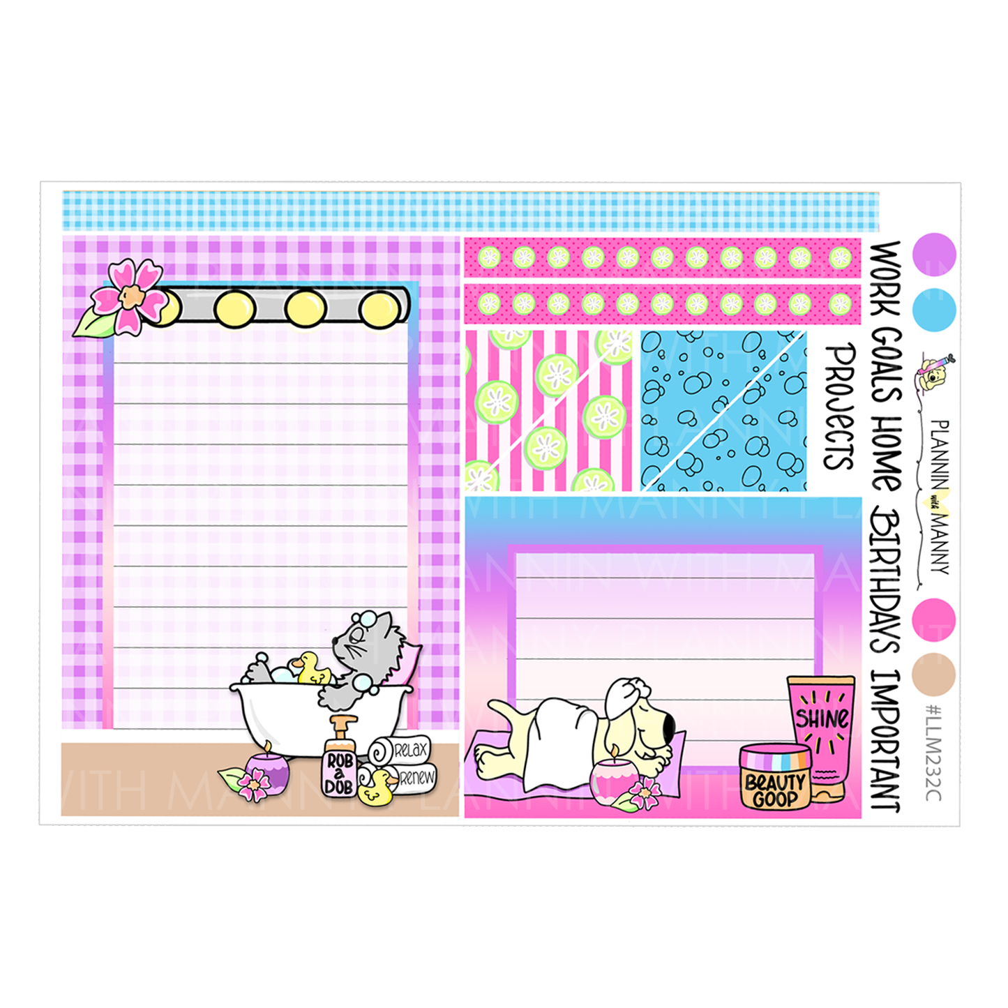 LLM232 MONTHLY PLANNER STICKERS -Spa Day Collection