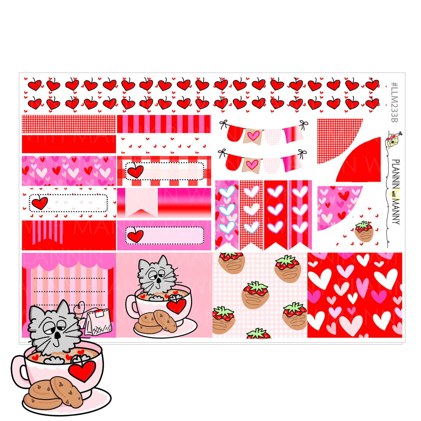 LLM233 MONTHLY PLANNER STICKERS - Berry Tea Love Collection