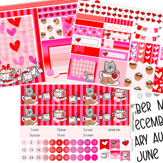 LLM233 MONTHLY PLANNER STICKERS - Berry Tea Love Collection