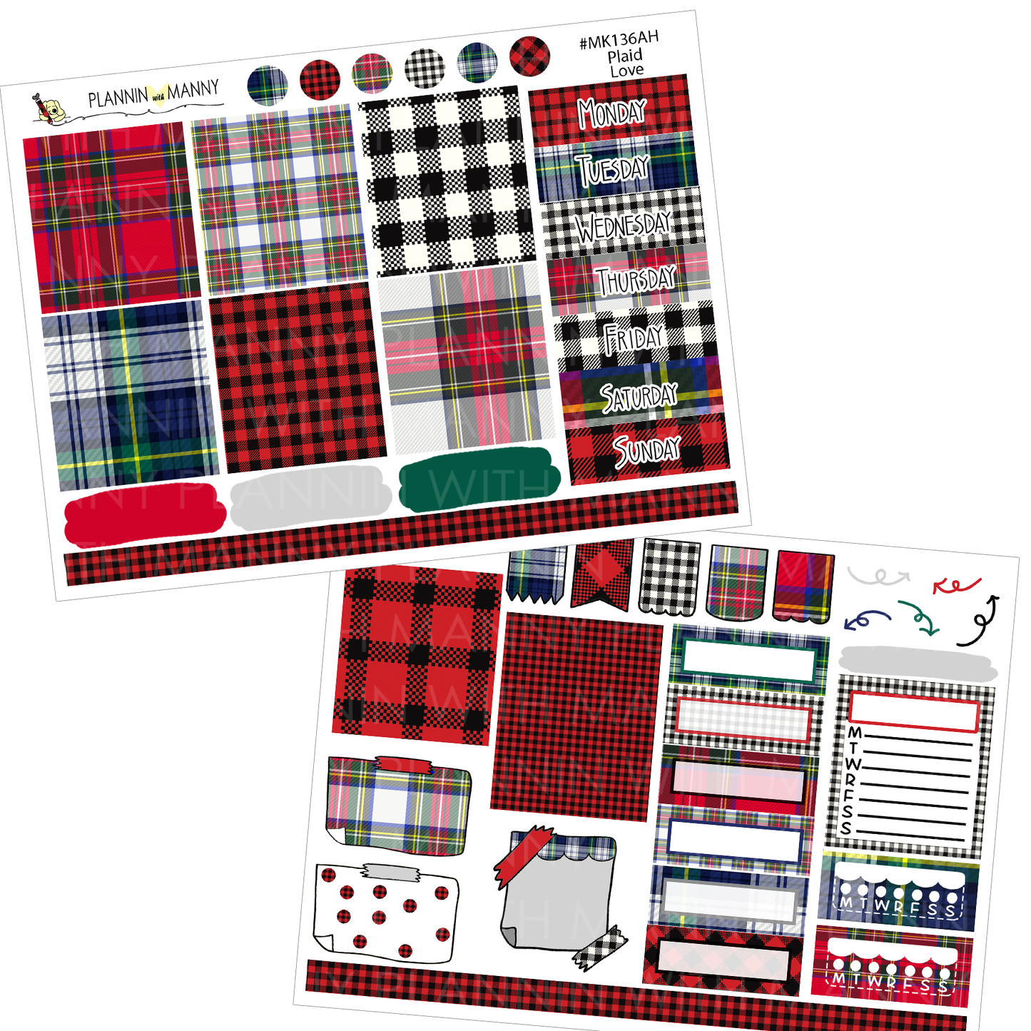 MK135- Plaid Love Vertical & Horizontal Weekly Kits